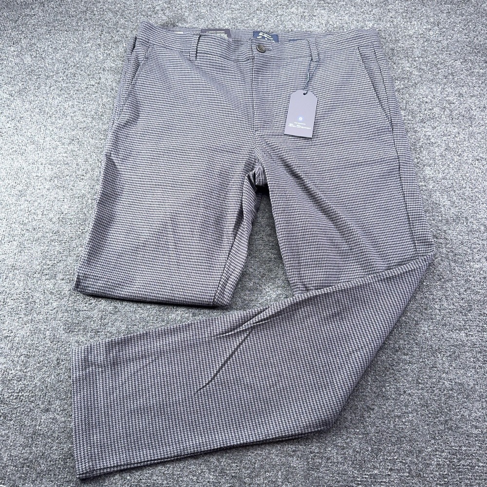 Ben Sherman Men's Stretch Pants Houndstooth Gray/Blue Slim Fit 34x32 NWT
